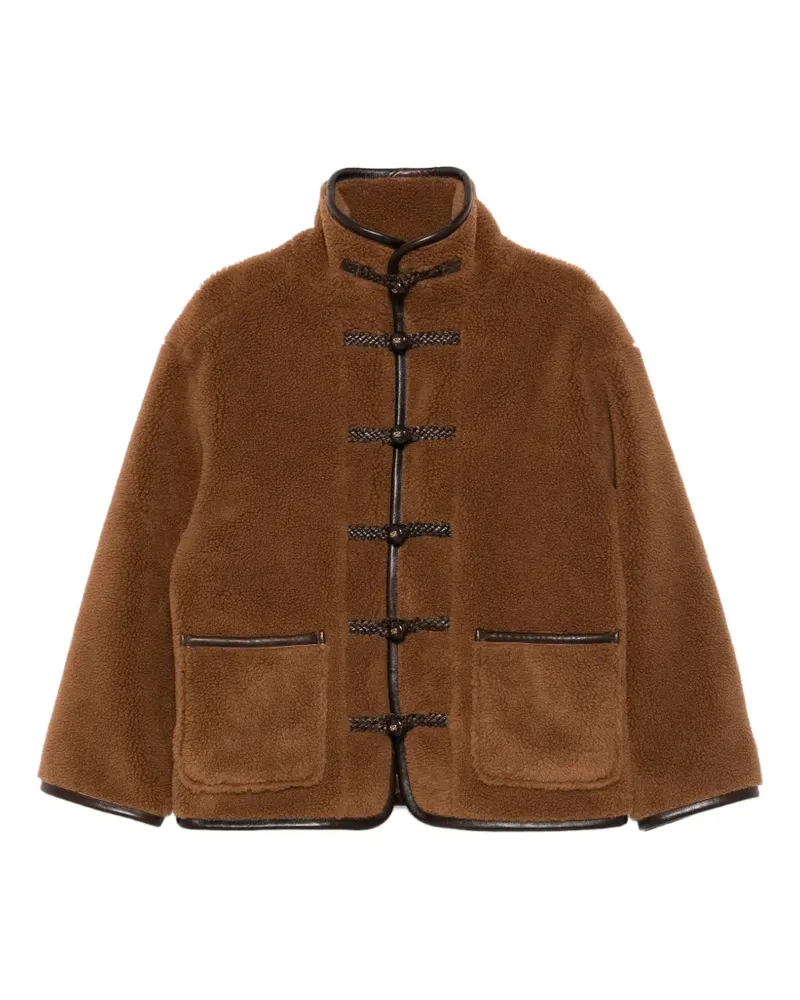 Sandro Jacke aus Faux Fur mit Knebelverschluss - Braun Braun