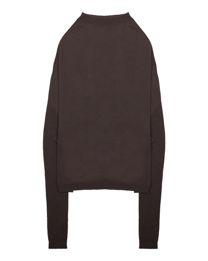 Rick Owens LS Crater ribbed-knit panelled sweater - Braun Braun