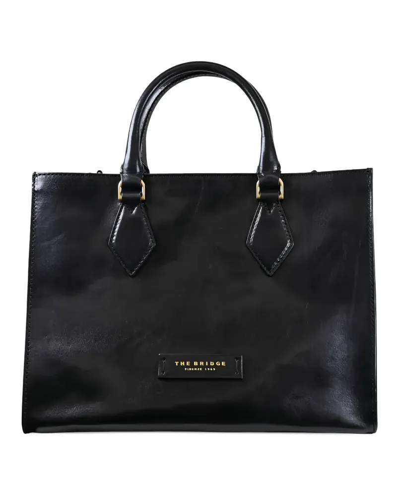 The Bridge Leder-Tote Bag mit Diamant-Detail - Schwarz Schwarz