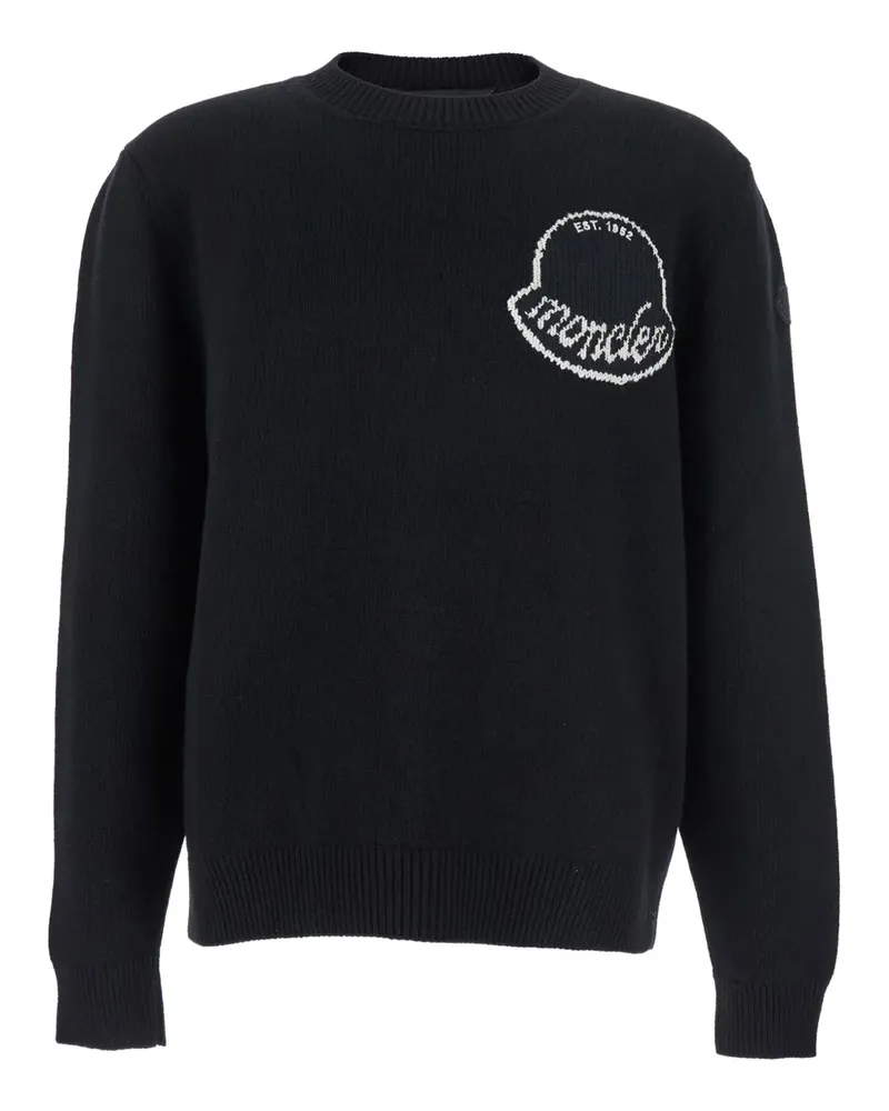Moncler Pullover mit Logo-Patch - Schwarz Schwarz