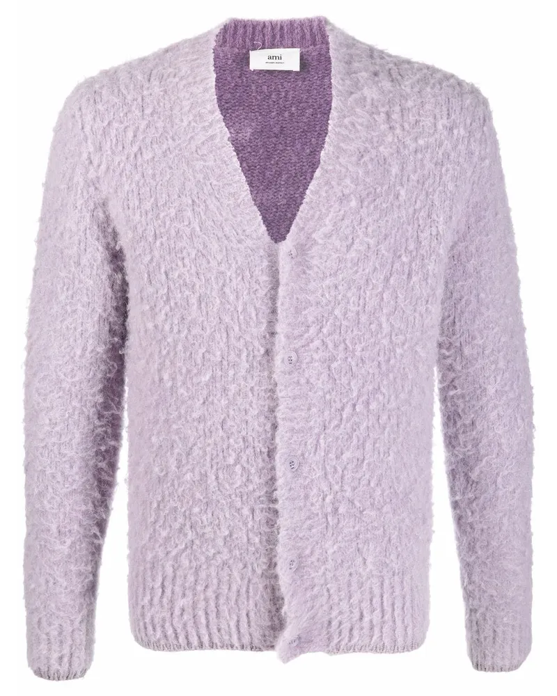 AMI Paris Cardigan mit V-Ausschnitt - Violett Violett