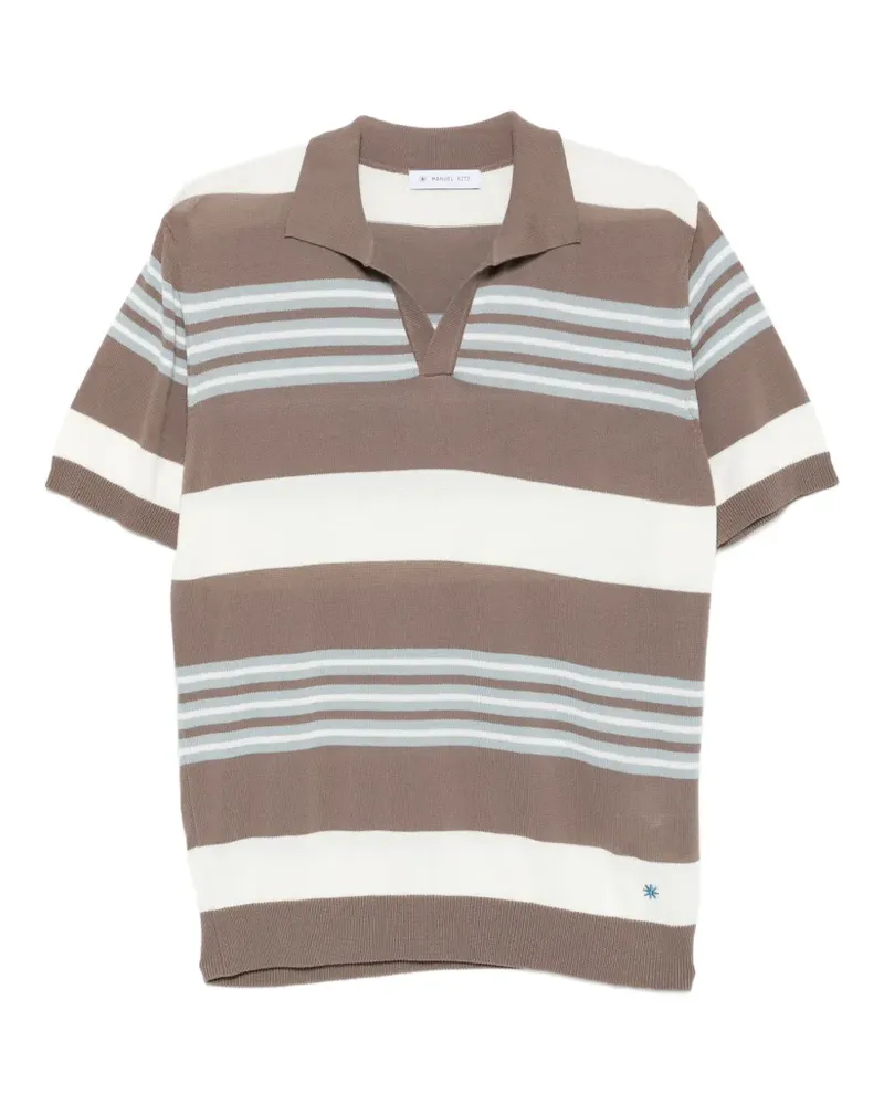 Manuel Ritz T-Shirt mit V-Ausschnitt - Braun Braun