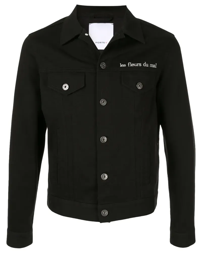 Ports V Hemdjacke mit Logo-Stickerei - Schwarz Schwarz