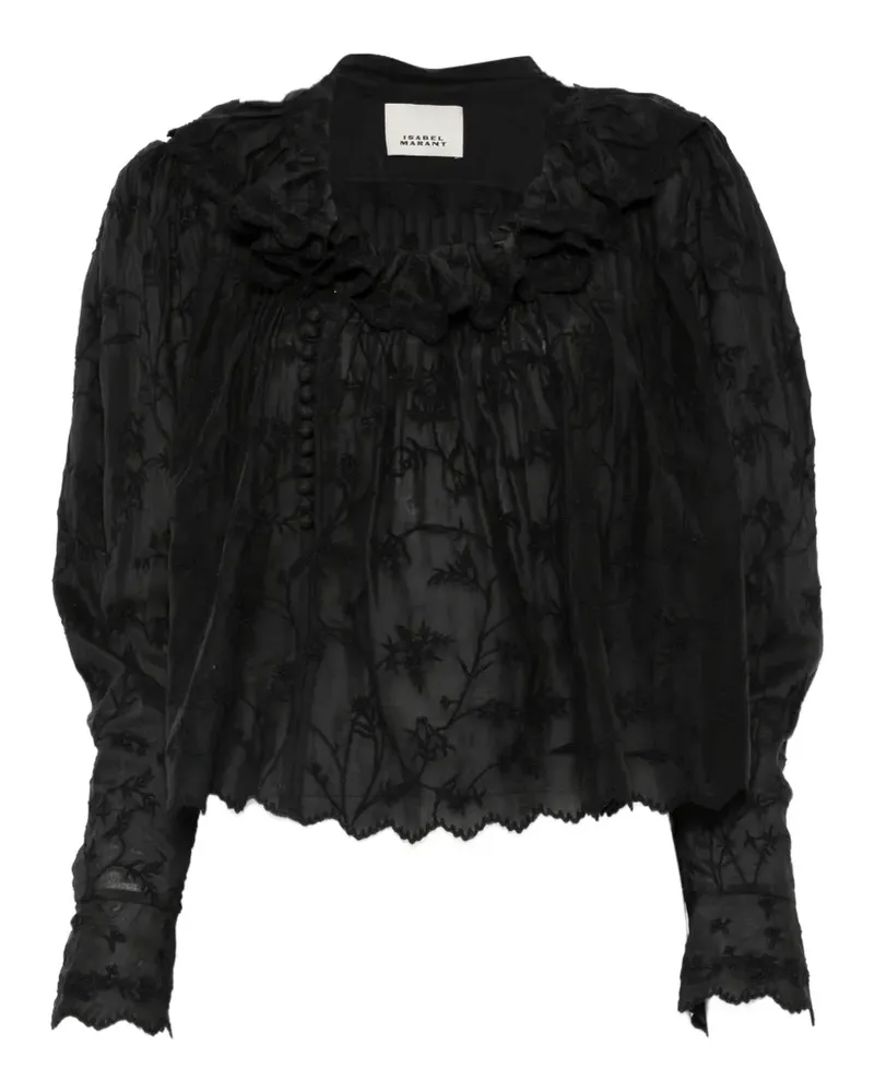 Isabel Marant Gerüschte Zelly Bluse mit Blumen - Schwarz Schwarz
