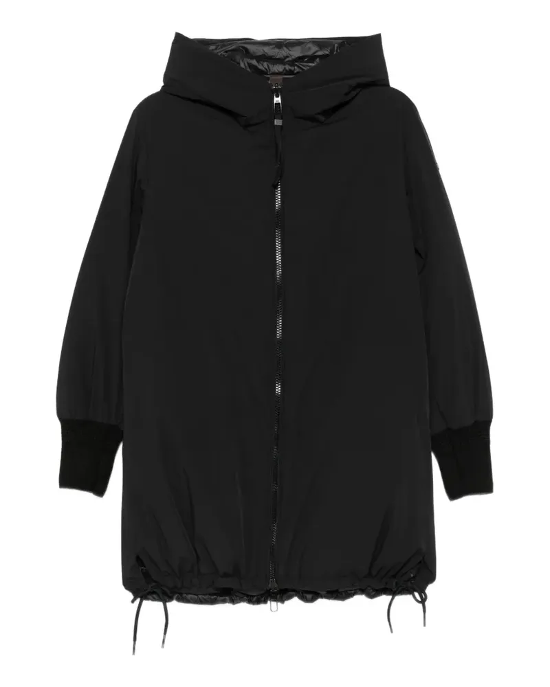 DUNO hooded-neck drawstring-hem coat - Schwarz Schwarz