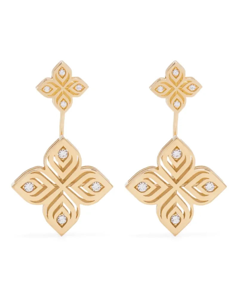 Roberto Coin 18kt Arabesque Flower Gelbgoldohrringe mit Diamant Gold
