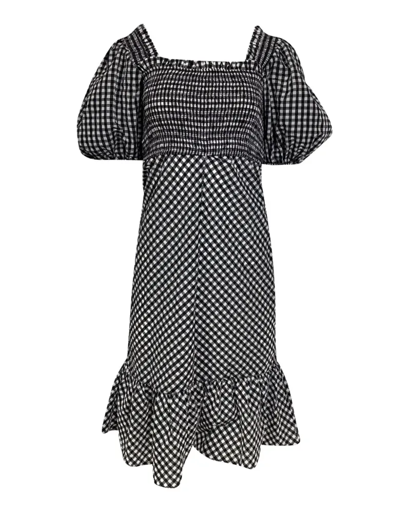 Ganni Midikleid mit Puffärmeln - Schwarz Schwarz