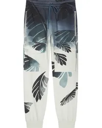 Dries van Noten Hose mit Palmen-Print Blau