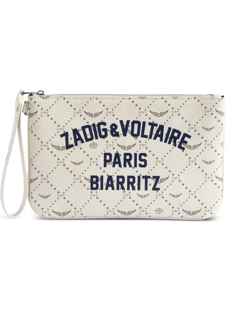Zadig & Voltaire logo-print clutch bag - Nude Nude