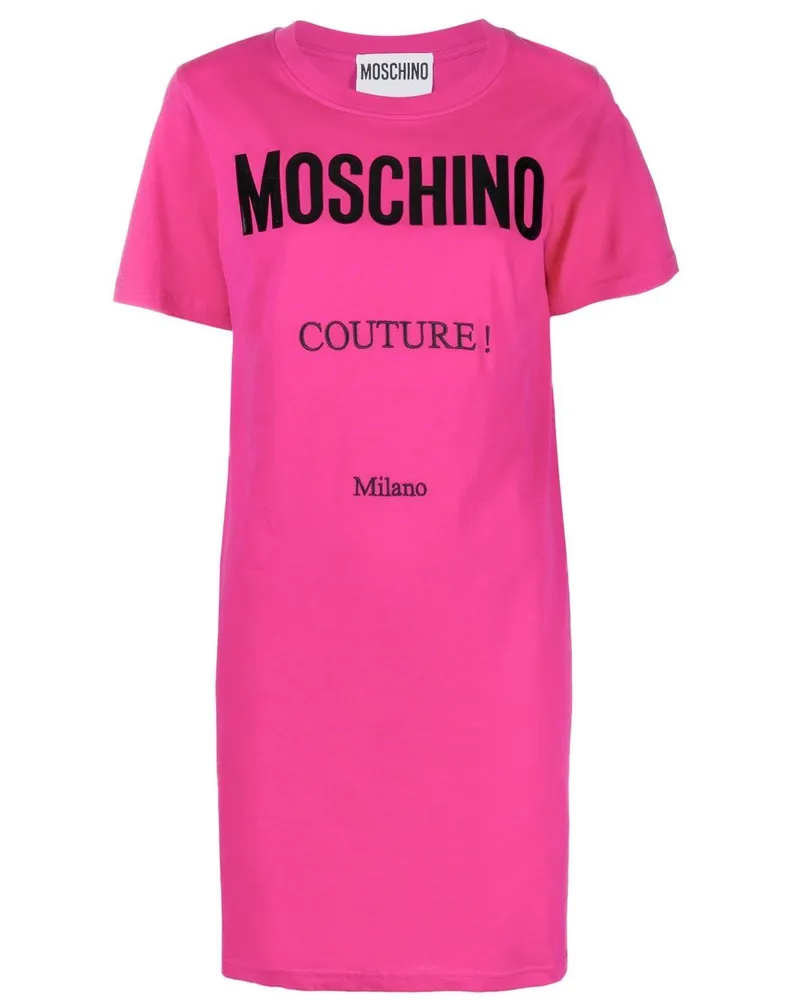 Moschino T-Shirtkleid mit Logo-Print Rosa