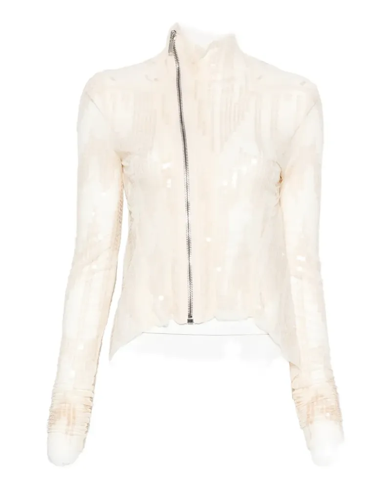 Rick Owens Lilies sequin-embellished sheer jacket - Nude Nude