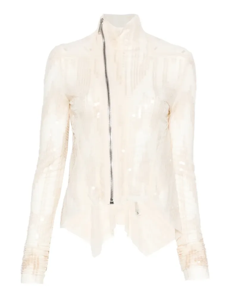 Rick Owens Lilies sequin-embellished sheer jacket - Nude Nude