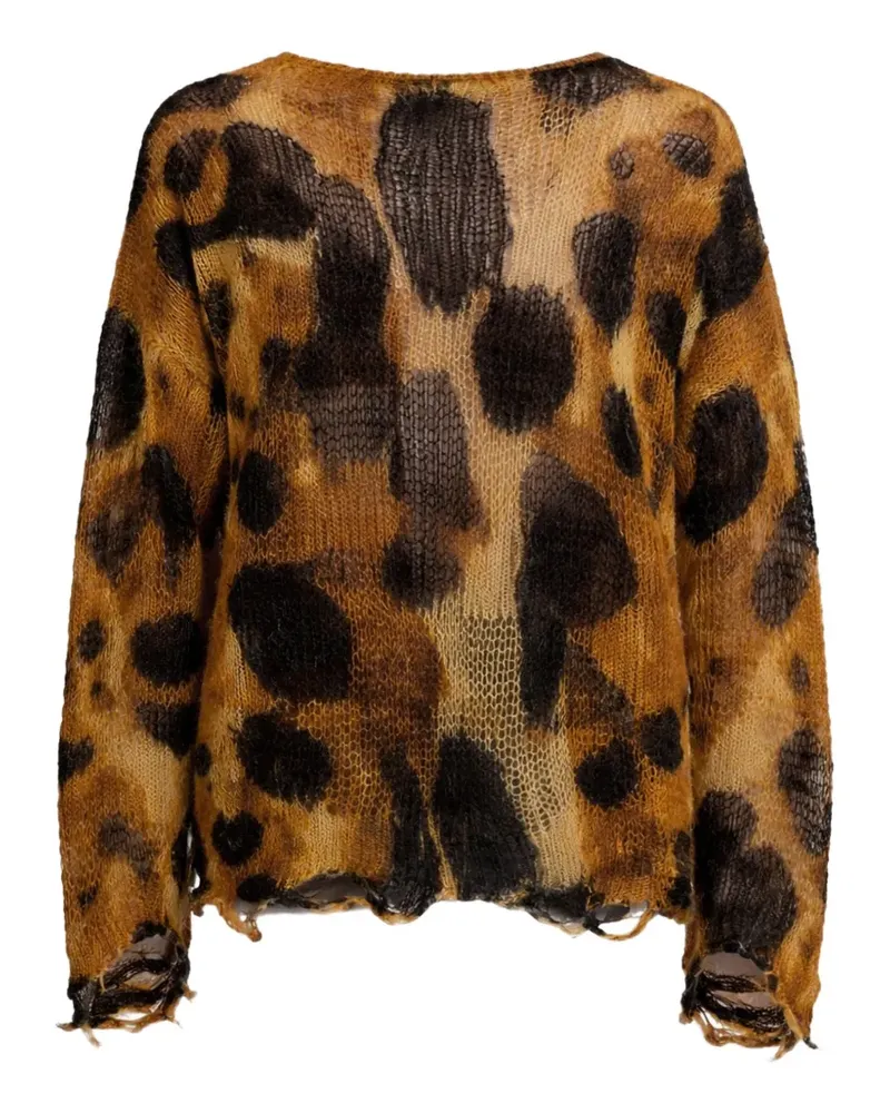 R13 Pullover im Distressed-Look - Braun Braun