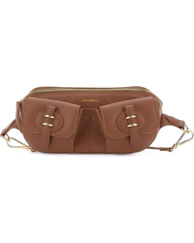 Coccinelle Mavery Pocket Small leather belt bag - Braun Braun