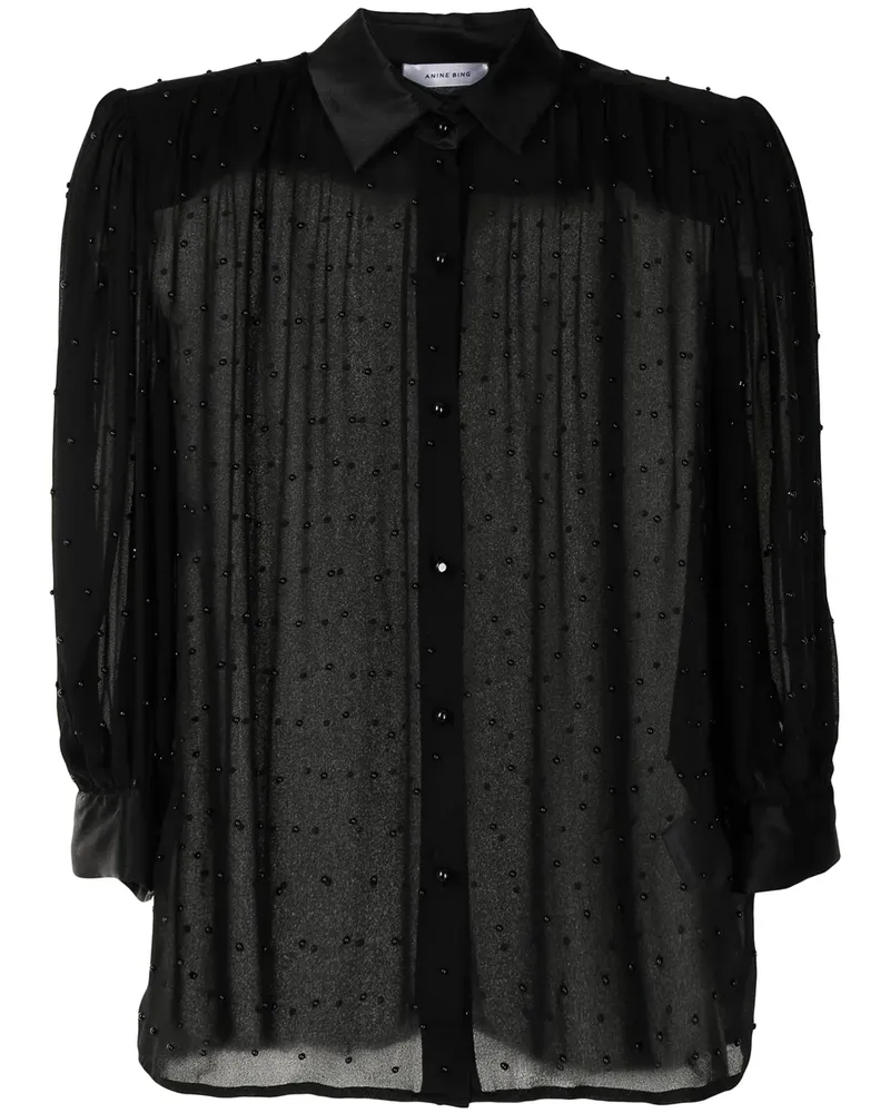 Anine Bing Georgette-Bluse - Schwarz Schwarz