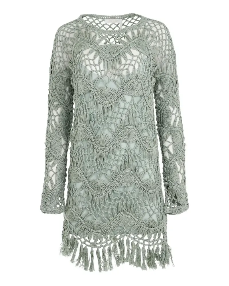 Chloé fringed crochet-knit mini dress - Grün Grün