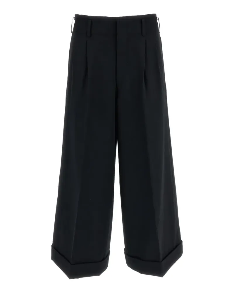 Comme des Garçons Plissierte Hose mit Umschlag - Schwarz Schwarz