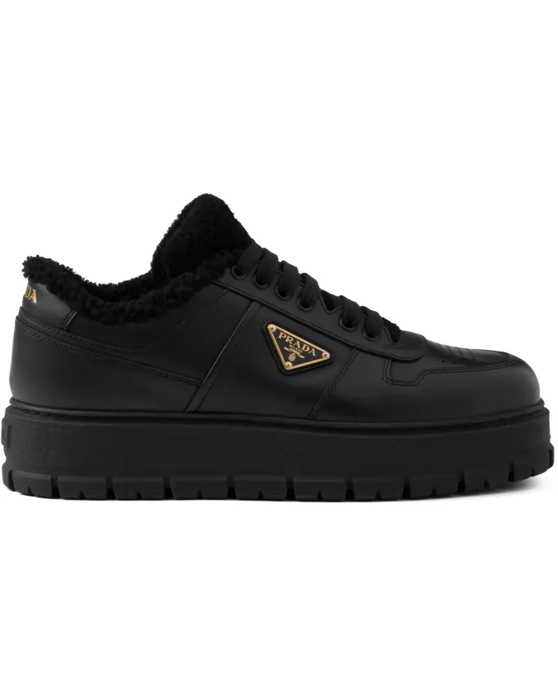 Prada Sneakers aus Shearling - Schwarz Schwarz