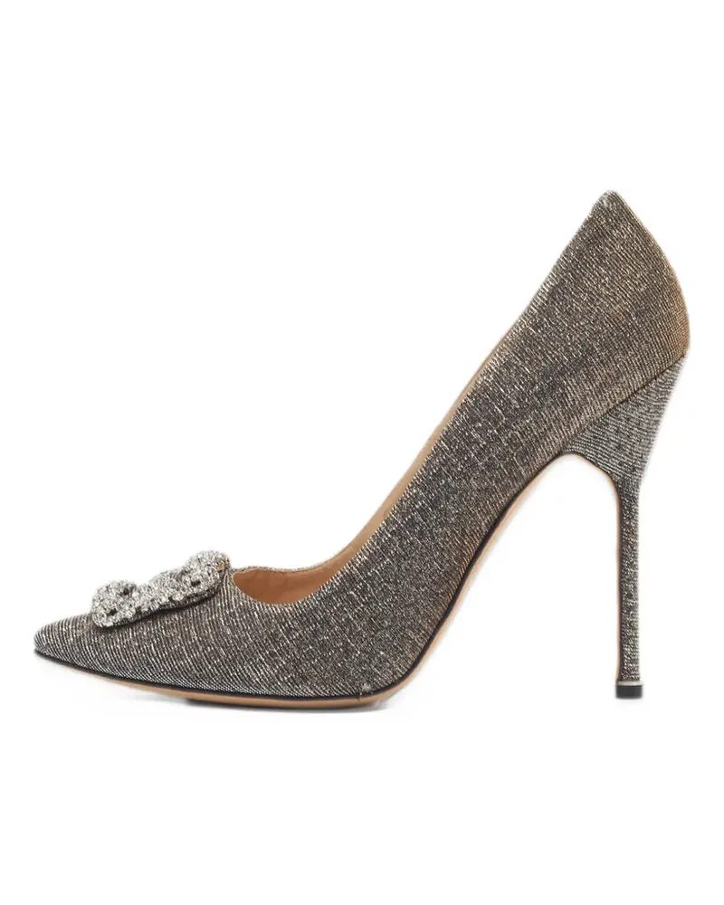 Manolo Blahnik Hangisi crystal-buckle pumps - Silber Silber