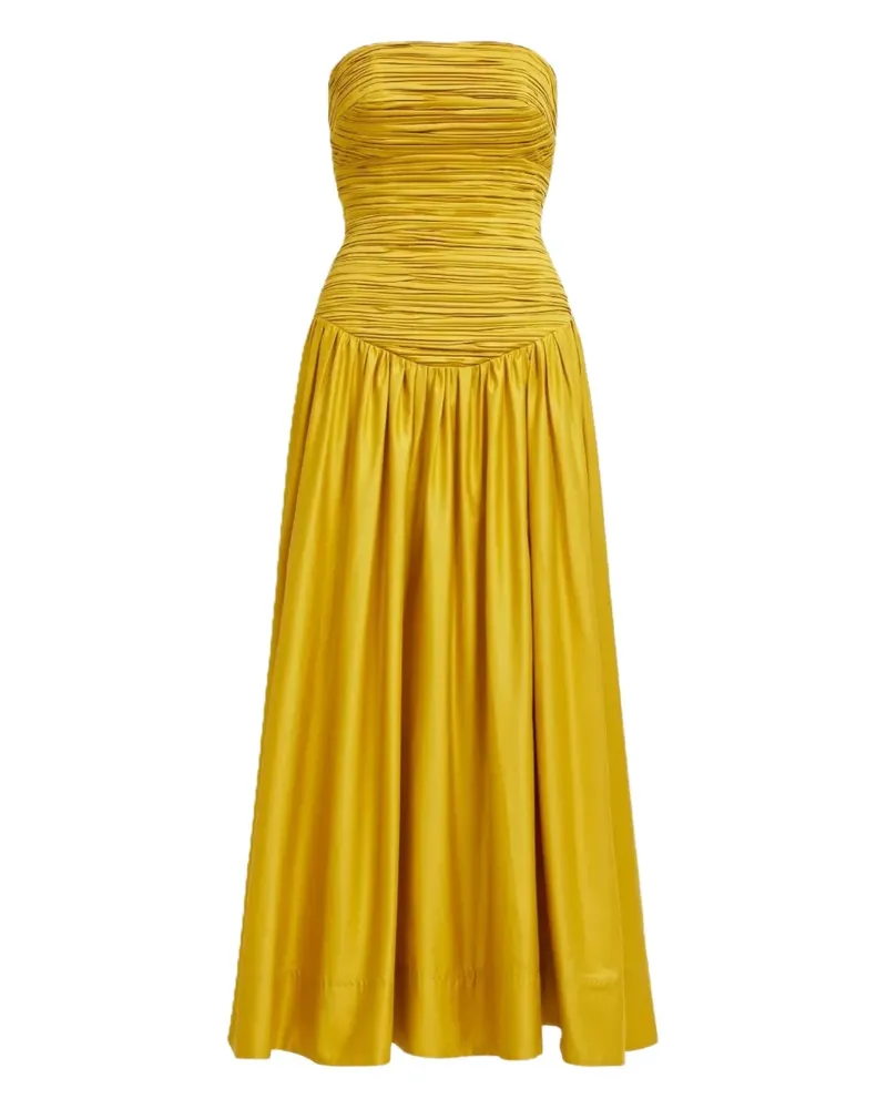 Aje. Schulterfreies Marigold Midikleid mit Tasche - Gelb Gelb