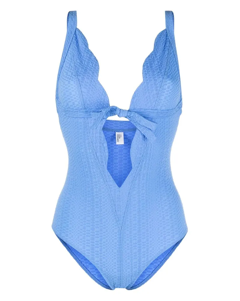 Lisa Marie Fernandez Seersucker-Badeanzug mit Schleife - Blau Blau