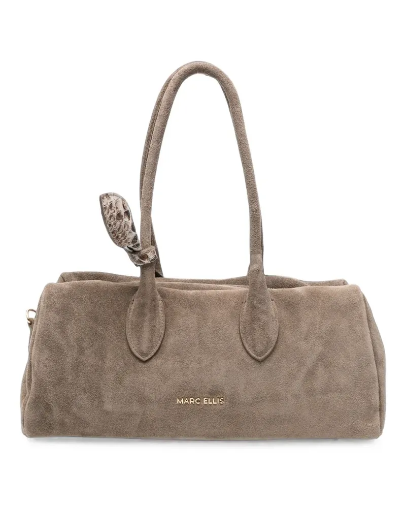 MARC ELLIS suede logo-lettering tote bag - Nude Nude