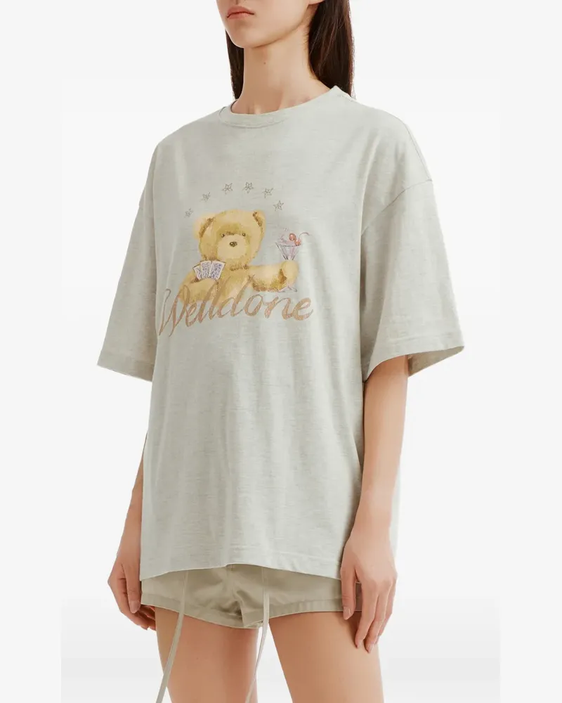 WE 11 DONE T-Shirt mit Bären-Print - Grau Grau