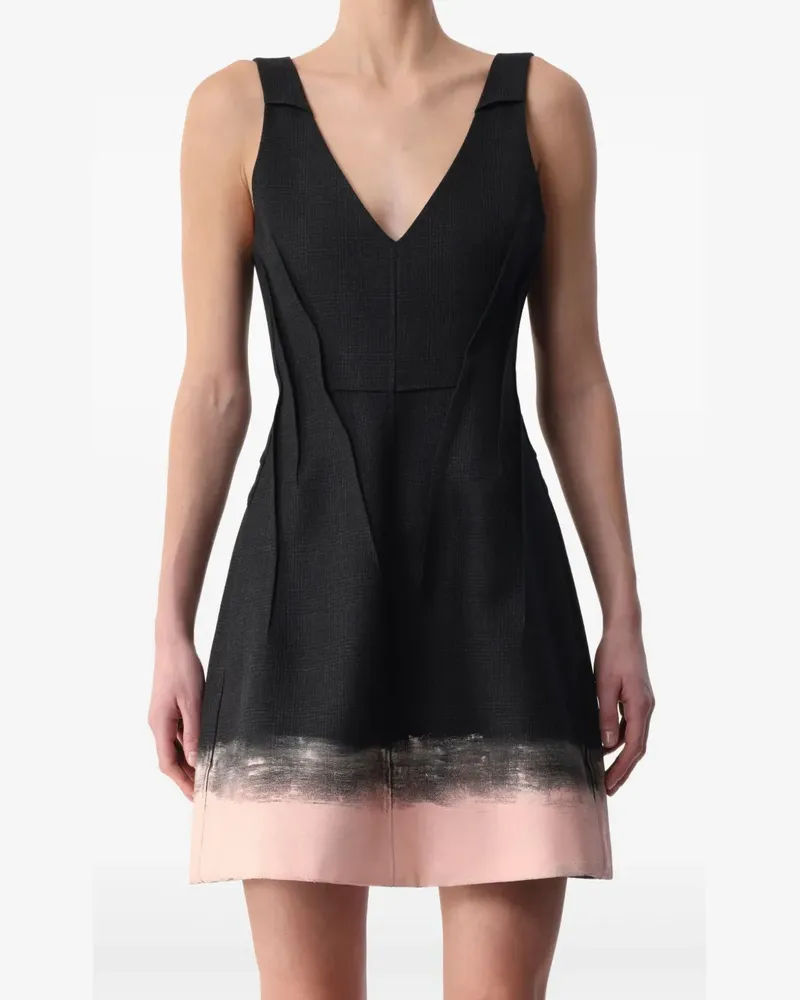 Jason Wu Kariertes Minikleid mit V-Ausschnitt - Schwarz Schwarz