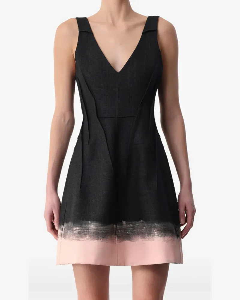 Jason Wu plaid-pattern V-neck mini dress - Schwarz Schwarz