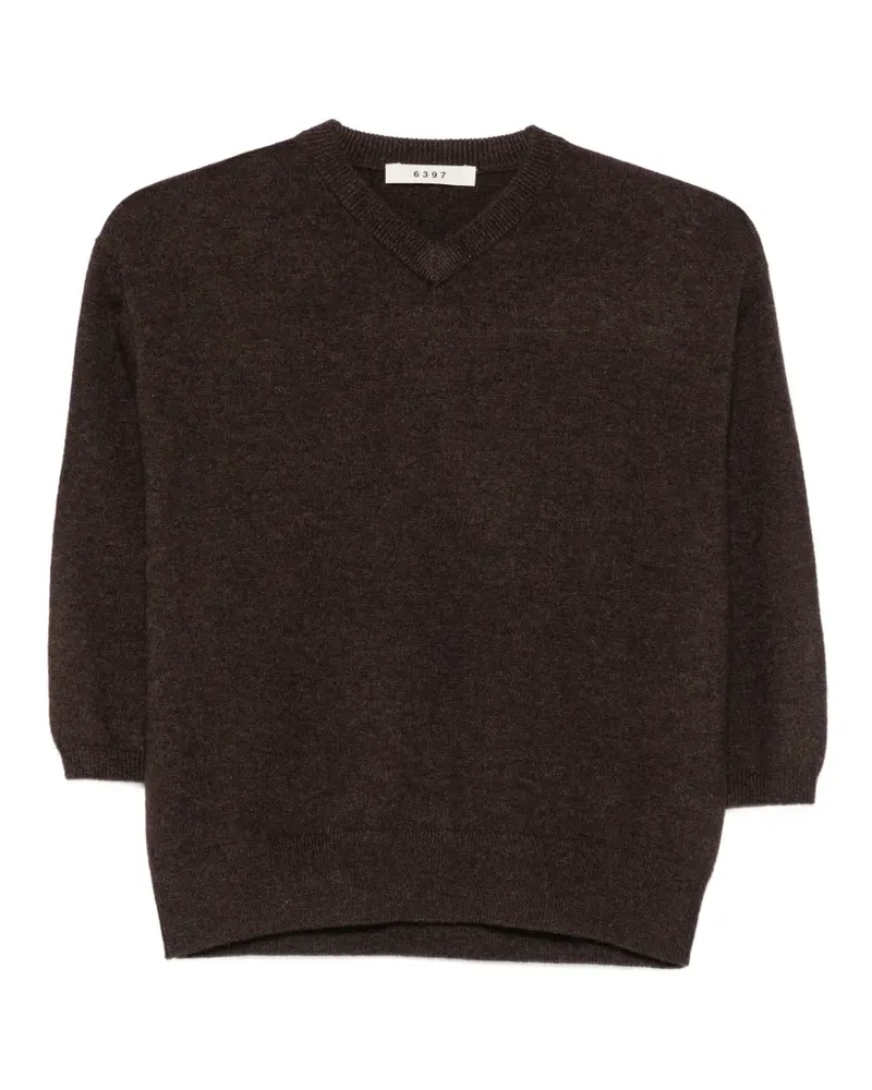 6397 Elbow Kaschmirpullover mit V-Ausschnitt - Braun Braun