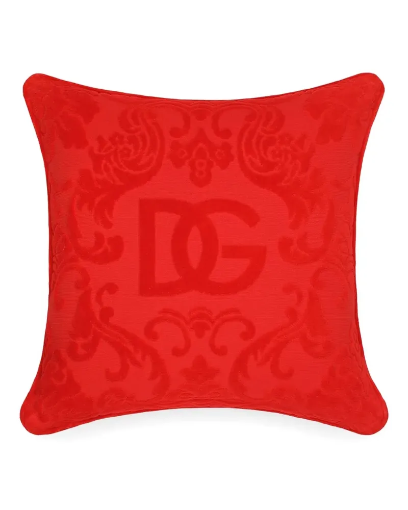 Dolce & Gabbana Samtkissen mit DG-Logo (45cm x 45cm) - Rot Rot
