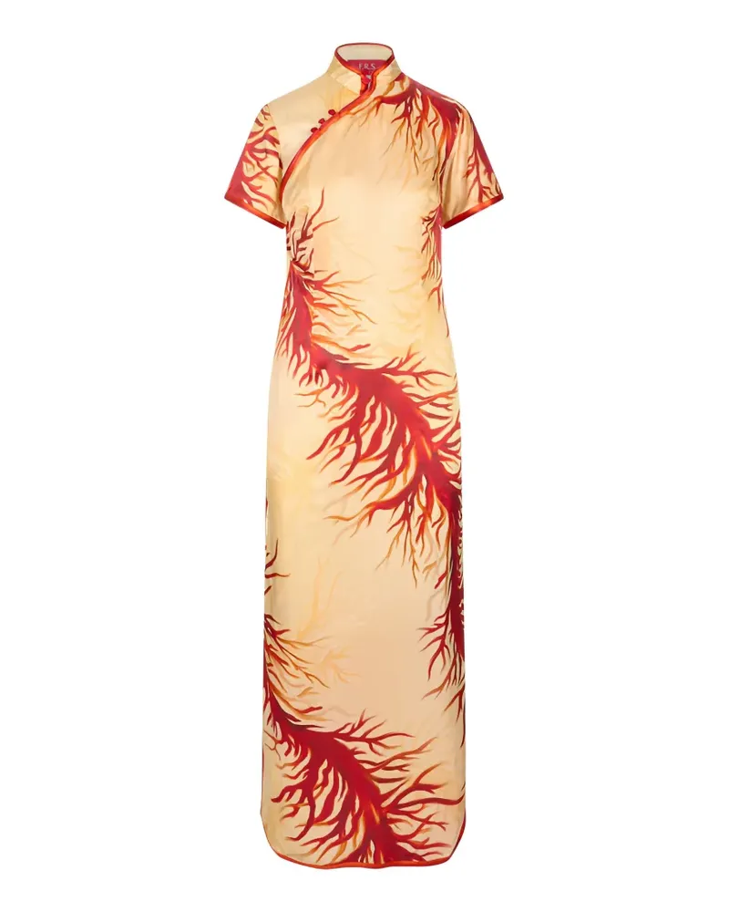 For Restless Sleepers Eutenea leaf-print short-sleeve maxi dress - Gelb Gelb