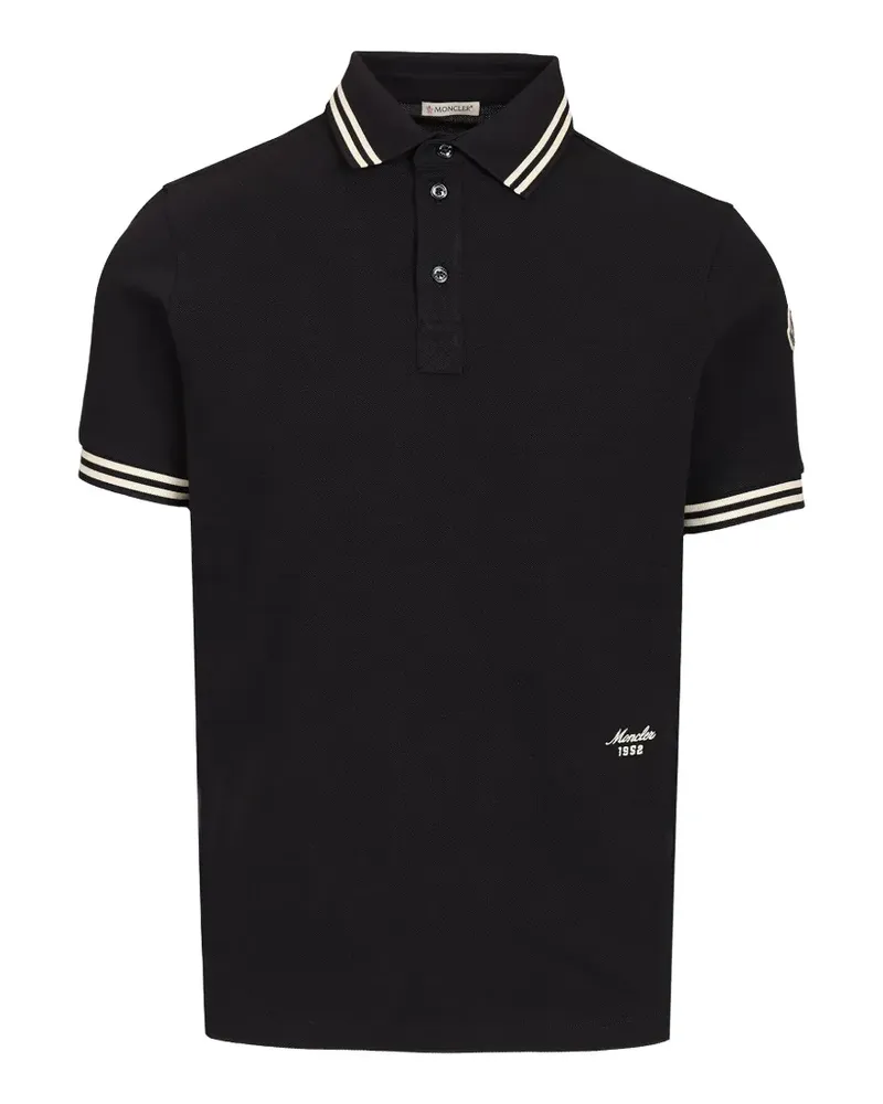 Moncler logo-patch polo shirt - Schwarz Schwarz