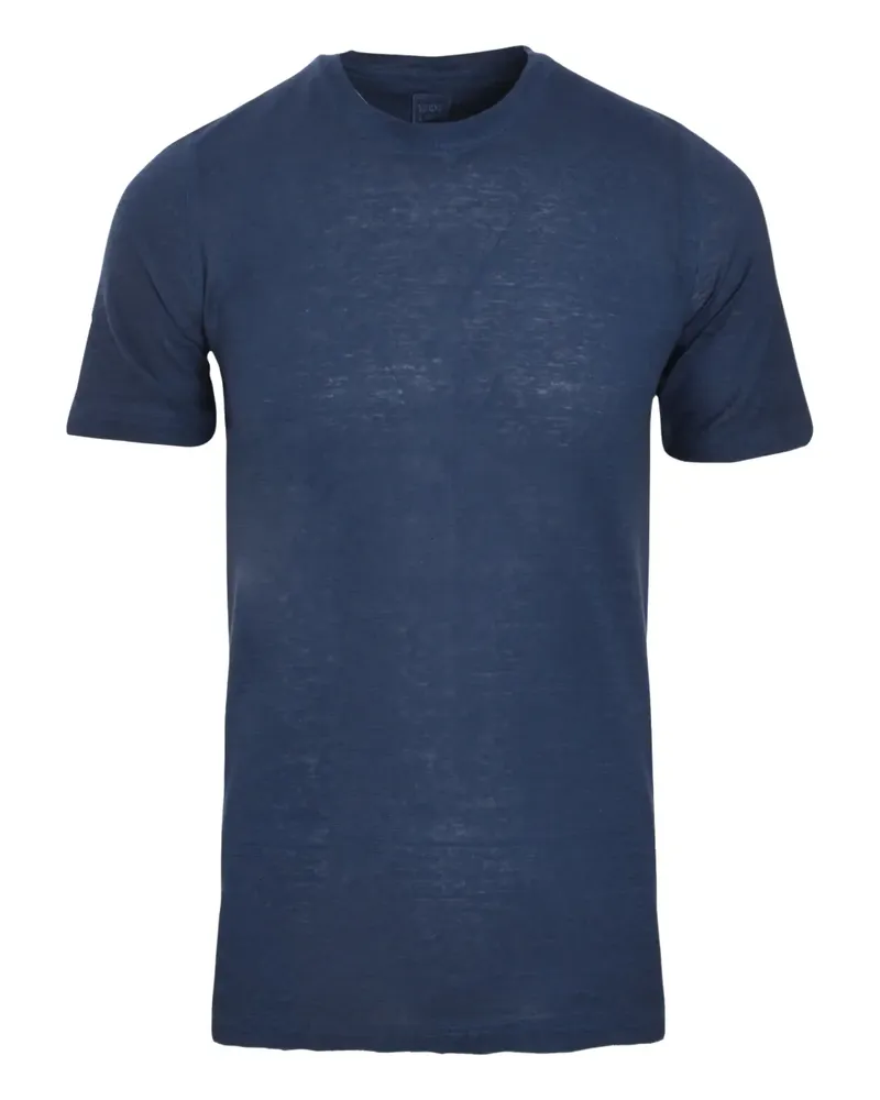 120% Lino Meliertes T-Shirt - Blau Blau