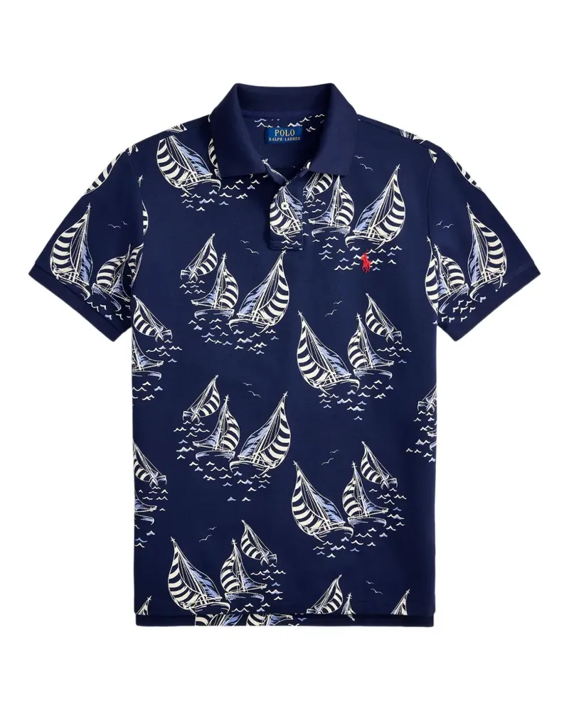 Ralph Lauren sailboat-print polo shirt - Blau Blau