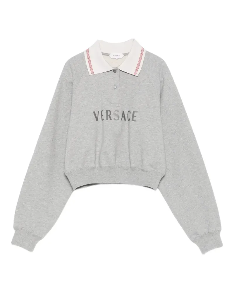 Versace Cropped-Sweatshirt mit Logo-Stickerei - Grau Grau