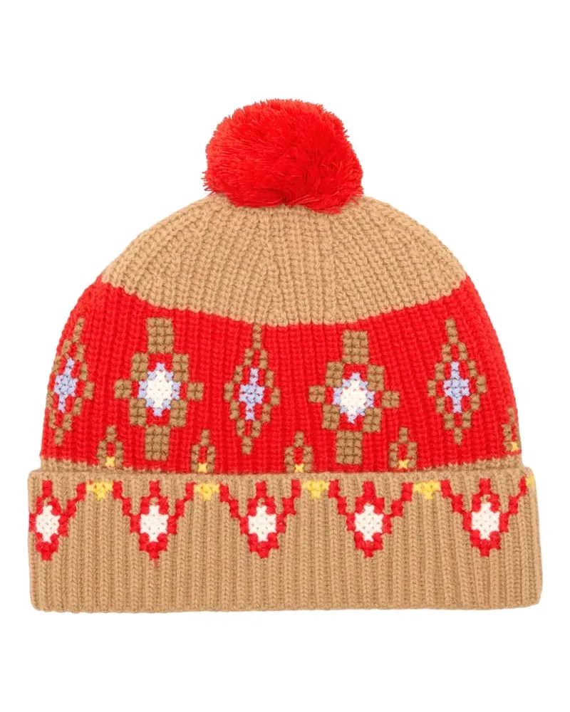 AMI Paris Bommelmütze mit Kreuzstich - Nude Nude