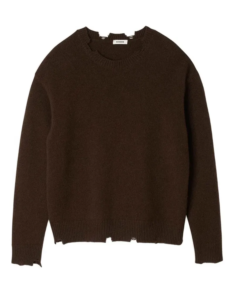 Sandro Pullover mit ausgefranstem Saum - Braun Braun