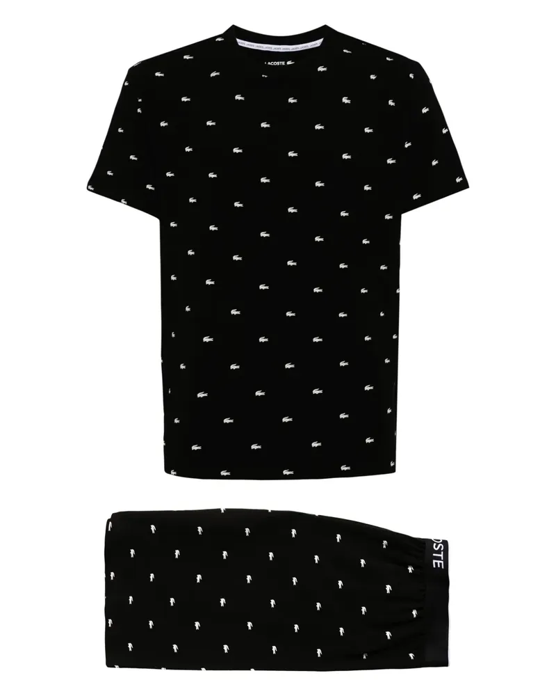 Lacoste Pyjama mit Logo-Stickerei - Schwarz Schwarz