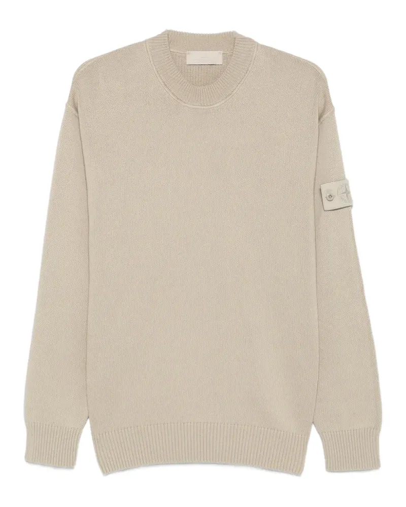 Stone Island Gerippter Pullover mit Logo-Patch - Nude Nude