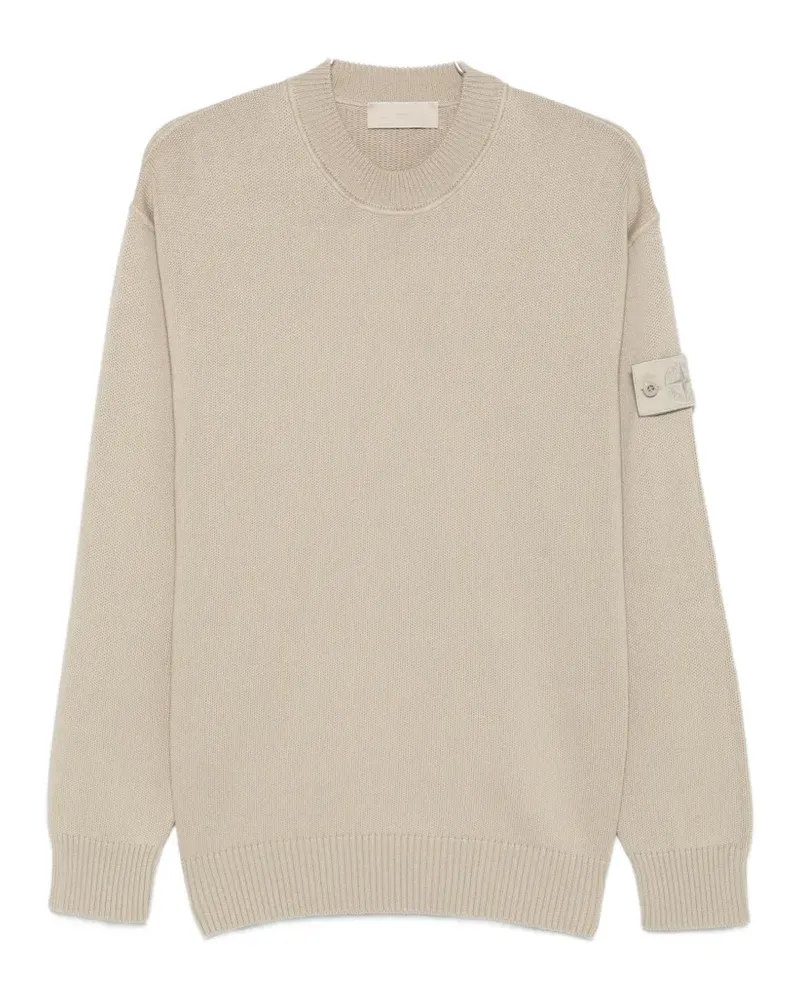 Stone Island logo-patch ribbed-trim sweater - Nude Nude