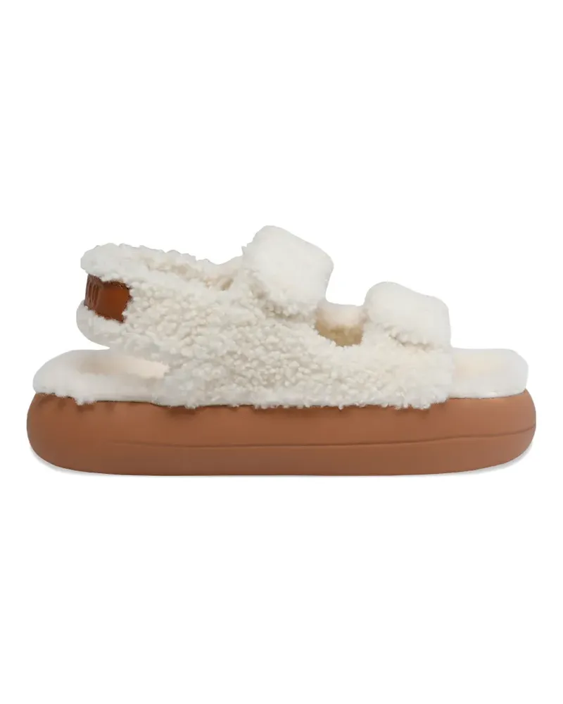 Moon Boot shearling platform sandals - Weiß Weiß