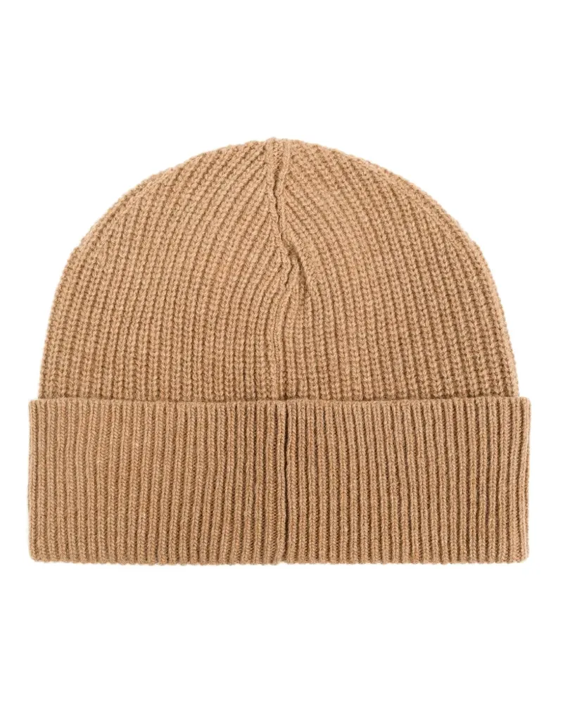 Dolce & Gabbana Gerippte Beanie mit Logo-Patch - Nude Nude