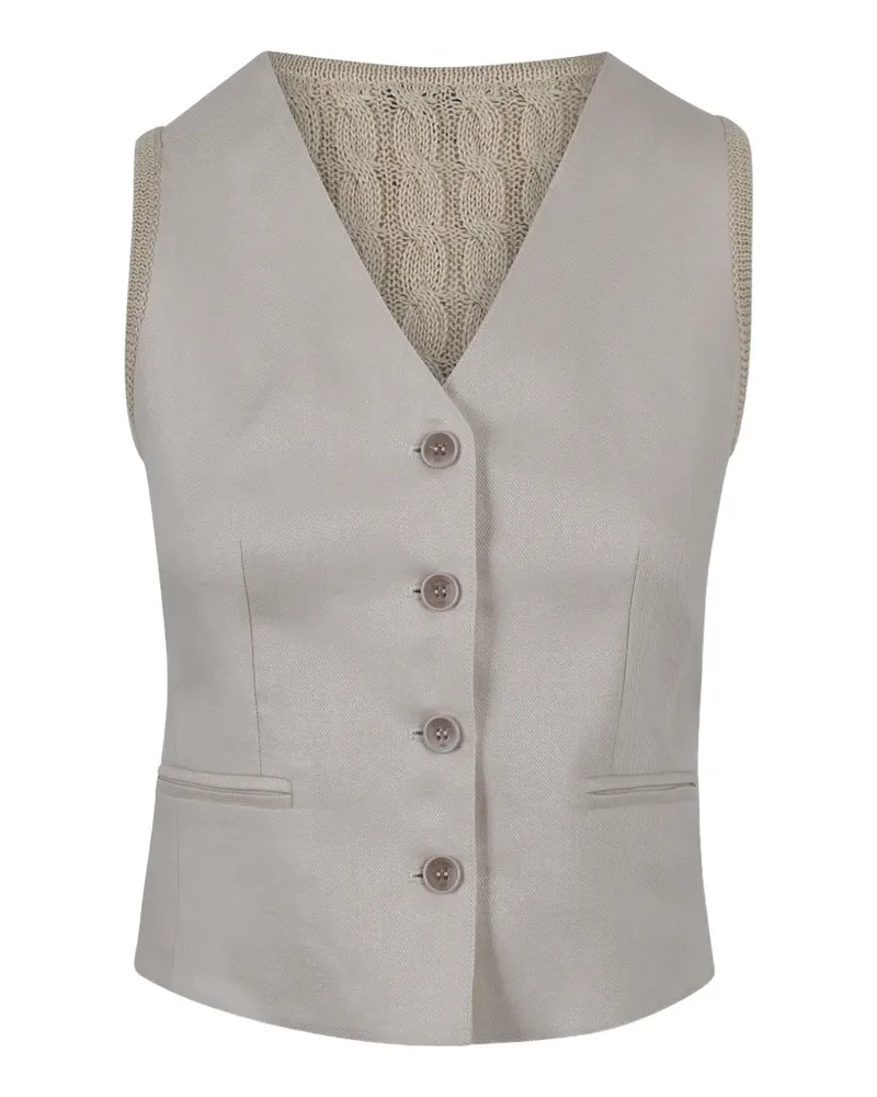 Max Mara cable-knit panelled waistcoat - Nude Nude