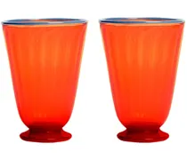 Set aus zwei Rainbow Murano-Gläsern - Orange