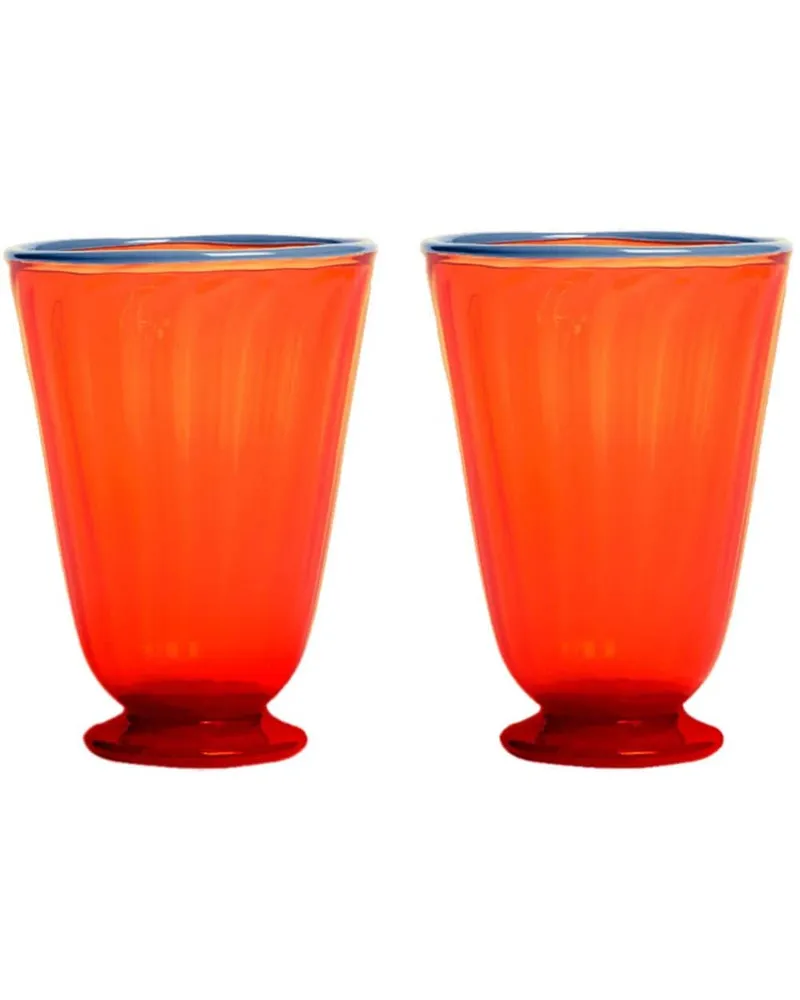Set aus zwei Rainbow Murano-Gläsern - Orange