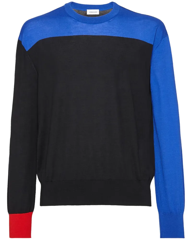 Ferragamo Kaschmirpullover in Colour-Block-Optik - Blau Blau