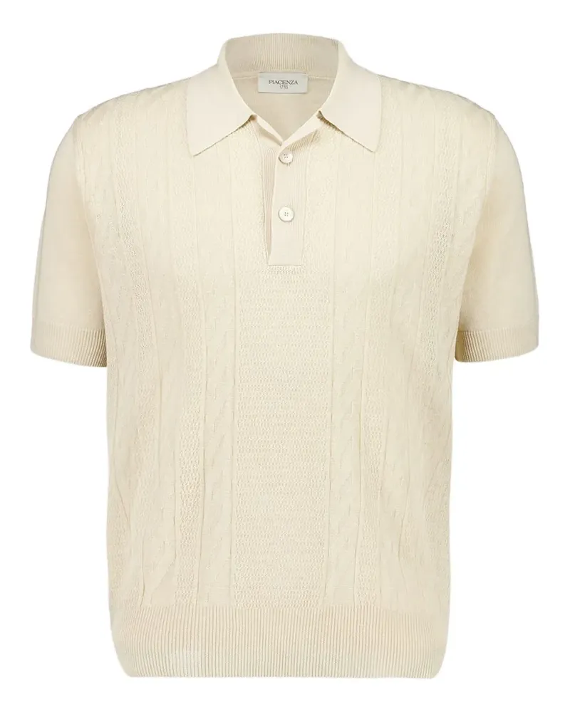 Piacenza Cashmere Poloshirt mit Zopfmuster - Nude Nude