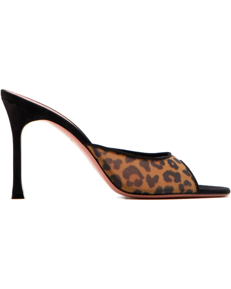 Amina Muaddi Alexa leopard-print mesh sandals - Braun Braun