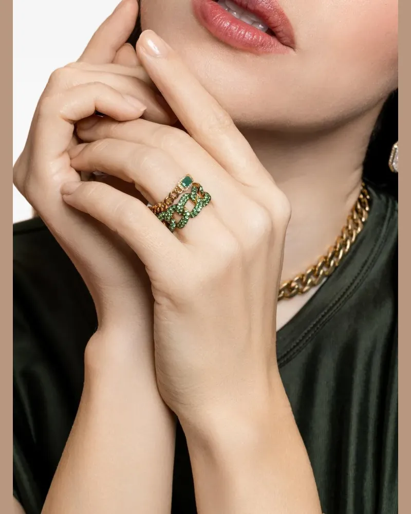 SHAY green garnet lnk ring - Gold Gold
